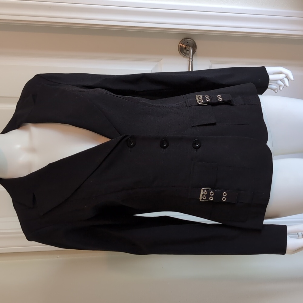 Bisou Bisou Blazer w Buckles Sz8 Black EUC